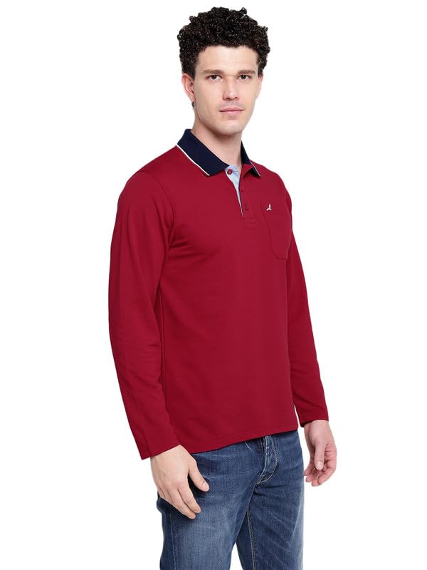 Image of AMERICAN CREW Full Sleeves Polo Collar T-Shirt with Pocket for Men
