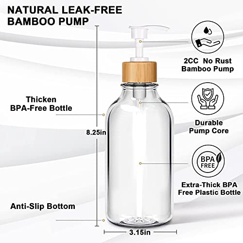 Mierting Clear Soap Dispenser, 2 Pack Bathroom Soap And Lotion Dispenser Set With Bamboo Pump, 16 Oz Plastic Hand And Dish Soap Dispensers Set For Bathroom & Kitchen, Refillable Liquid Soap Bottles #TOP1
