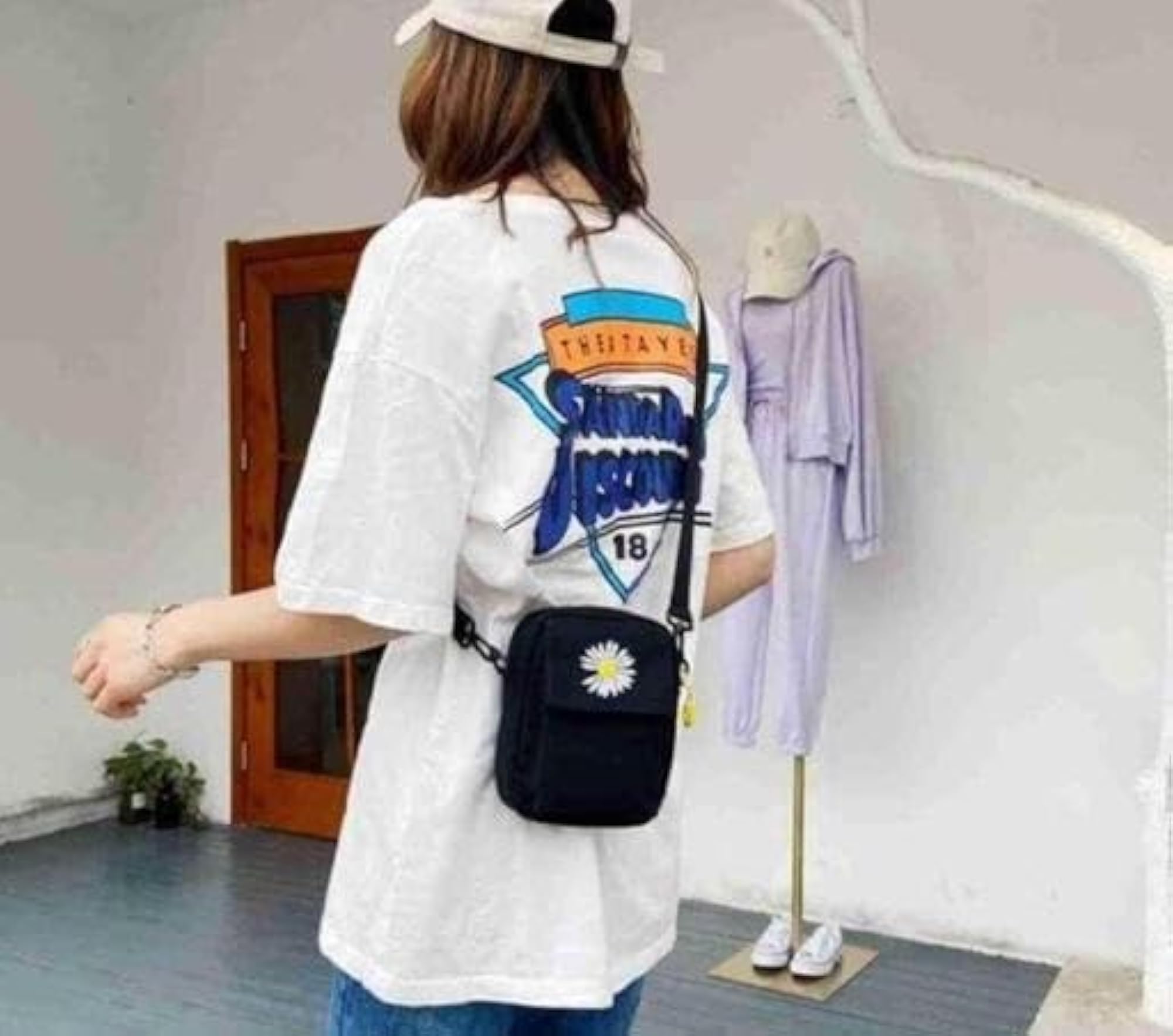 Compact Canvas Crossbody Bag, Durable Sling Bag