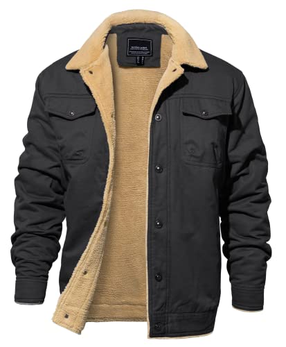 EKLENTSON Herren Winterjacke Gefüttert Fleece Winter Jacke Cargojacke...