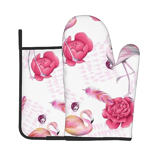 Pink Flamingos Oven Mitts And Pot Holders Sets Potholders & 