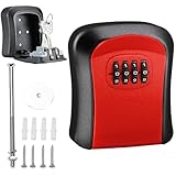 Oculta una llave exterior, caja de seguridad para llaves al aire libre, caja de bloqueo de llaves con soporte oculto para código para escondite de repuesto exterior (rojo, 1 unidad)