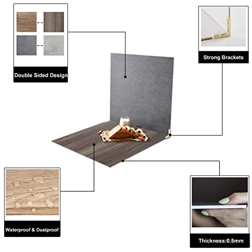 2Pcs Double Sided Photo Backdrop Boards For Flat Lay, 24X24In Wooden Cement Food Photography Background Tabletop Backdrop For Video Shooting, Eoajafou #TOP2