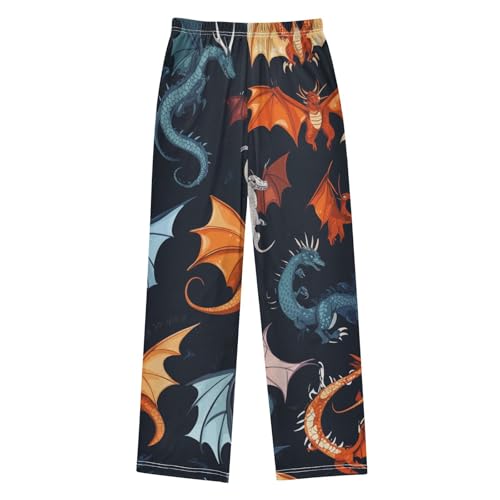 Dragons Flying Boys Long Pants Soft Trousers Elastic Waist Kids Lounge Bottoms with Pockets S-XL2