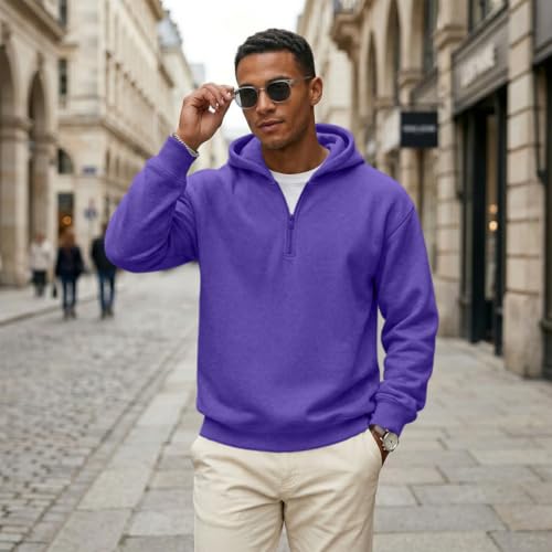 Mens Zip Up Hoodie Fleece 1/4 Zip Big and Tall Classic Lightweight Hoodie - image 4