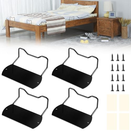 Dreamsolearoy 4 Piezas Sujetadores de Acero Antideslizantes para Cama - con Tornillos, Sujeta Colchones al Somier, Evita Movimiento y Deslizamiento, Fijación Segura para Todo Tipo de Colchones