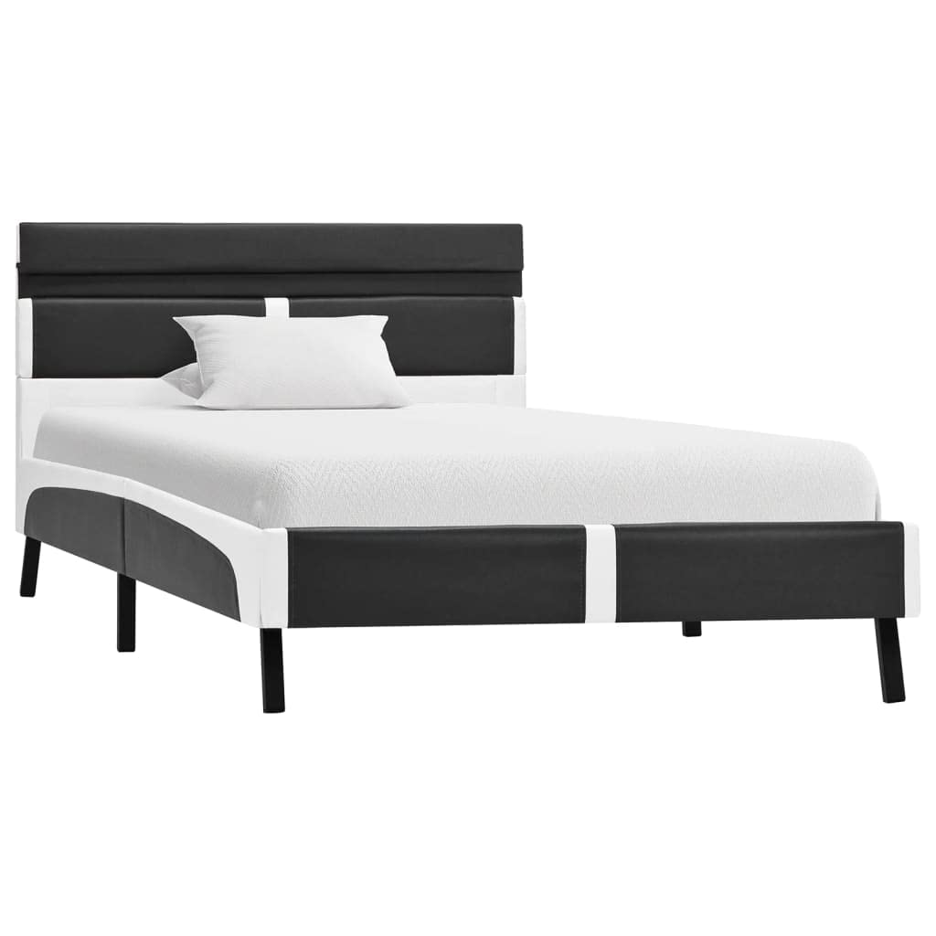 vidaXL Estructura de Cama con LED Casa Hogar Decoración Diseño Estilo Habitación Dormitorio Descanso Reposo Colchón 90x200 cm Cuero Sintético Gris