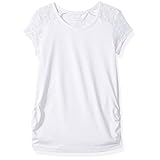 French Toast Big Girls' Short Sleeve Lace Shoulder Tee, White, 7/8