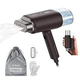 Newbealer Dual Voltage Garment Steamer 120V/220V, 1200W Powerful Steamer for Clothes, Home & Travel Use, Horizontal & Vertical Steaming, 20s Heat-up, Foldable, 1.72lbs, 180ml (Brown)
