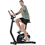 KOMOMOPLUS Cardio Hometrainer Fahrrad Fitnessfahrrad,tiefem Einstieg Komfort-Sattel,Szenisches Zuhause Heimtraining Bike bis 100 kg,Stationäres Crosstrainer Senioren,Frauen,MS199769BAA,Schwarz+Silber