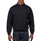 Gildan Adult Fleece Quarter-Zip Cadet Collar Sweatshirt, Style G18800, Black, Medium