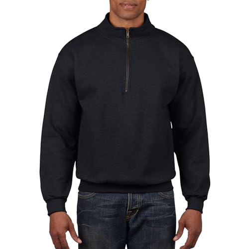 Gildan Adult Fleece Quarter-Zip Cadet Collar Sweatshirt, Style G18800, Black, Small