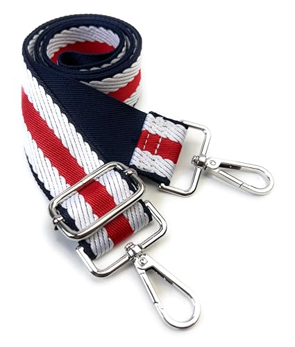 Image of Purse Strap Replacement for Crossbody Bags & Handbags | Premium Webbing with Silver Hardware Clip-On Installation Adjustable Length Comfortable Wide Guitar Style Strap
