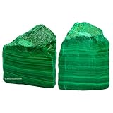 Amazing Gemstone 2 Pieces Malachite Raw Crystals and Healing Stones, Natural Rocks for Tumbling and...