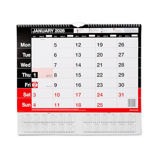 Morgan's Direct 2026 A3+ Wall Calendar – Large Month to View Planner with UK Bank Holidays, Notes & Reminders, Week Numbers, Contact Pages – Hanging Wall Organiser for Home, Office & School