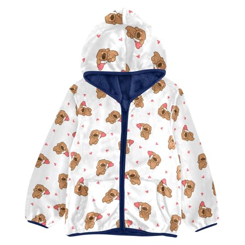 Cute Kawaii Dog Girls Fleece Jacket Girls Fall Jacket Girls Zip Up Hoodie Girls Sherpa Jacket 2-10T