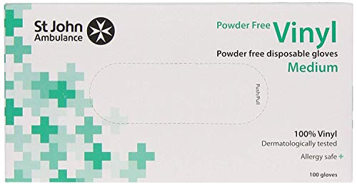 St John Ambulance Vinyl Powder-Free Gloves Medium (Box of 100) Cover