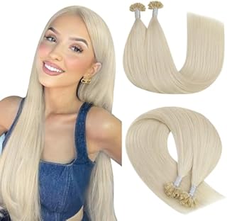 YoungSee U Tips Real Hair Extensions Human Hair Blonde U Tips Hair Extensions Real Human Hair Platinum Blonde Utip Real Hair Extensions Blonde U Tip Hair Extensions Fusion Hair Extensions 18In 50S/50G