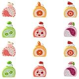 UR URLIFEHALL Lot de 36 mini rouleaux de gâteau en résine 6 styles - Figurines de fruits, crèmes, desserts, imitation nourriture, décoration de maison de poupée pour micro paysage