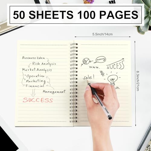 Image of Yahenda 3 Pcs Spiral Notebooks,1 Subject,Wide Ruled, Black
