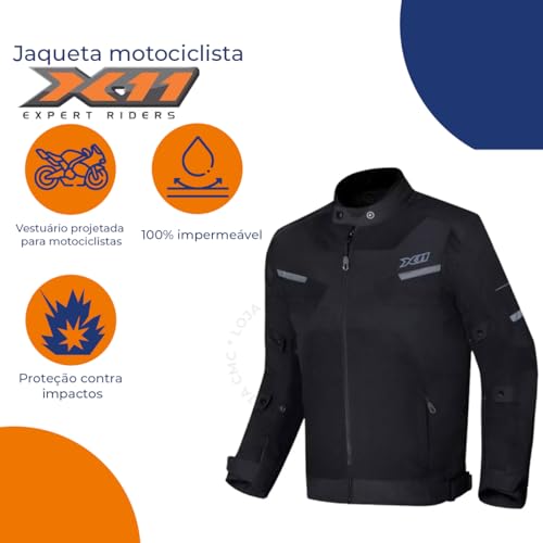 Jaqueta Impermeavel Moto Motociclita X11 Breeze (BR, Alfa, 3G, Regular, Regular, PRETO/MASCULINO)