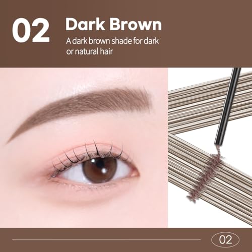 Image of PERIPERA Speedy Skinny Brow Mascara (02 DARK BROWN), Tinted Eyebrow Mascara with Slim Precision Brush, Clump-Free Natural Brows, K Beauty, Korean Makeup