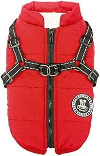 Poseca Dog Coat Winter Puppy Coats Dog Winter Coat Dog Harness Coat Small Dog Harness Puppy Jacket Vest Clothes Reflective Waterproof Dog Coats with Harness for Small Medium Dogs