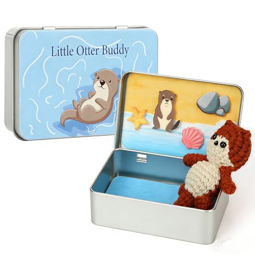 JULEASEL Little Otter Buddy - Knitted Otter Desk Companion Gift - image 1