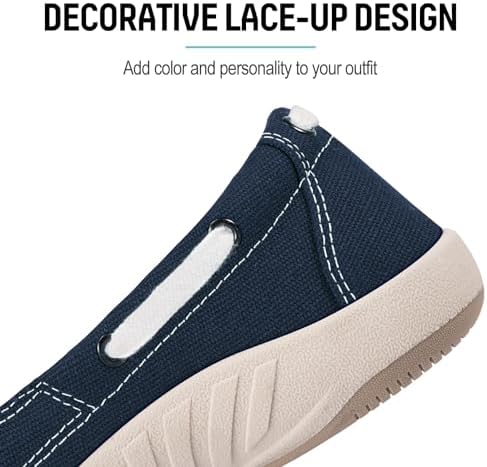 Womens Slip On Shoes - Casual Boat Loafers Shoes for Women with Arch Support - Plantar Fasciitis Canvas Sneakers for Daily Walking - Image 8