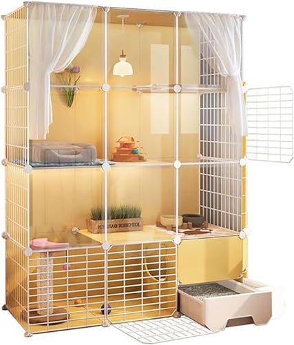 Kanduo キャットハウス 大型猫ケージ屋内猫クレート、猫トイレ付き、猫用ペットケージ取り外し可能な金属ワイヤー犬小屋猫ハウス