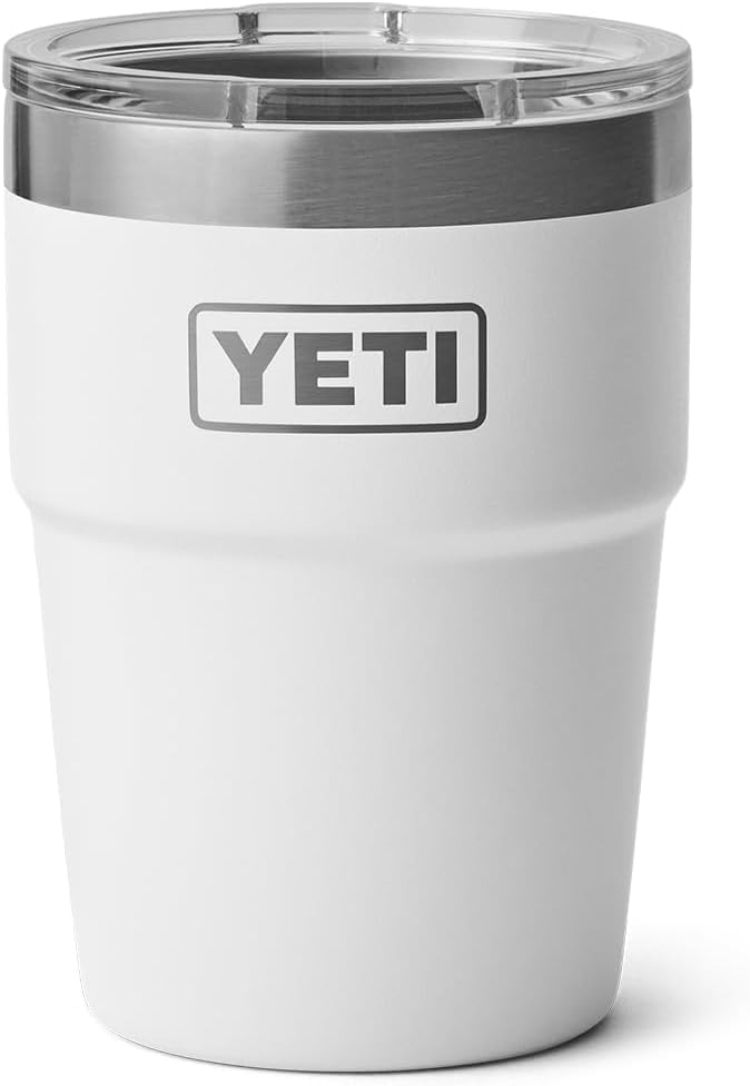YETI Rambler 16 oz (473 ml) Stackable Cup with Removable Magslider Lid, Stainless Steel Vacuum Insulated Coffee Cup, White - Image 3
