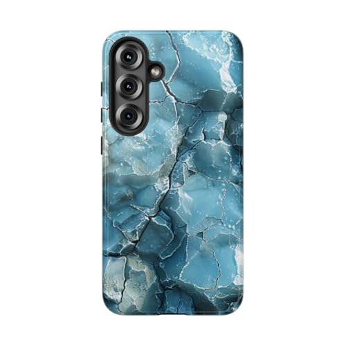 Coque rigide brillante Samsung S25 Plus bleu motif fractal grunge