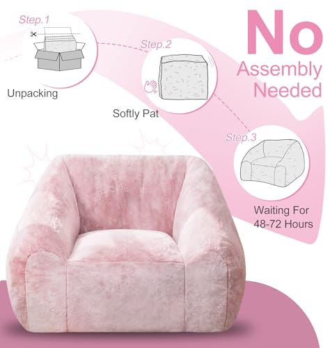 Image of Hobestluk Bean Bag Chair Plush Cozy Chair Armrest Living Room Adult Pink