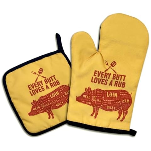 Every Butt Loves a Rub,Funny Oven Mitts and Pot Holders Sets of 2,Silicone Non-Slip Oven Mitts,Kitchen Gift for Men Women,BBQ Gloves,Cooking Baking BBQ Gifts Cover
