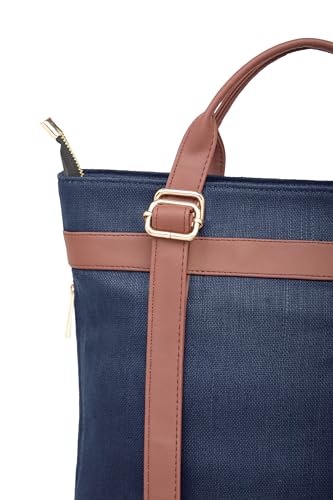 Premium 2-in-1 Hemp Tote Backpack | Sustainable Organic Fabric | Fits 13" Laptops | Spacious & Multi-Compartment Design | Navy Blue4