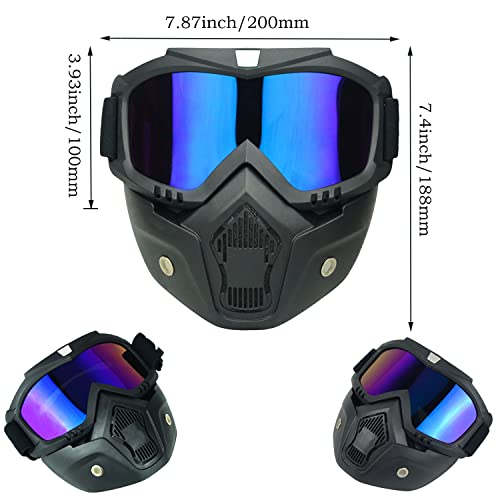 Zjnuo Motorcycle Helmet Goggles With Removable Face Mask, Atv Dirt Bike Motocross Glasses Anti-Scratch Anti-Uv Adjustable Eyewear Mx Riding Offroad Goggles(Colorful) #TOP5