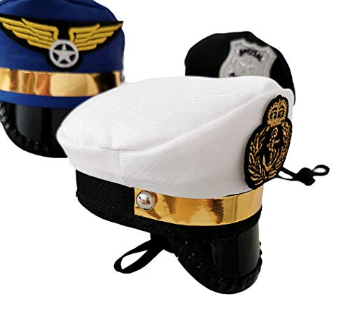 Pet Show Small Medium Dogs Captain Hat Party Costume Grooming Accessory Photo Props For Pets Puppy Doggies Kitten Pack Of 1 (White) #TOP2