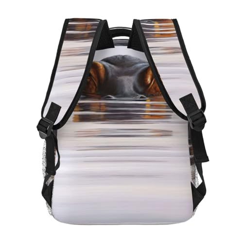 Mochila para laptop EdWal con estampado de hipopótamo para viaje 4