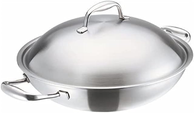 Kuhn Rikon 37036 "High Dome" Wok Pan, Stainless Steel, Silver, 32 cm