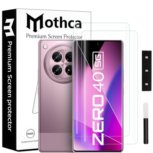 Image of Mothca Curved UV Tempered Glass Screen Protector for Infinix Zero 40 5G | Transparent | Pack of 2 | Borderless Full Screen Coverage with UV Installation Kit