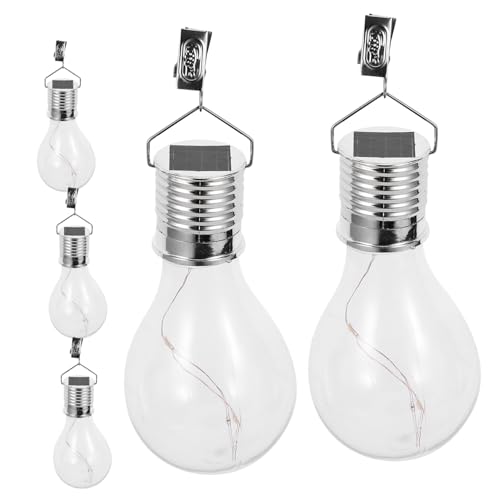 Homoyoyo 5 piezas Lámparas Solares Jardín Colgantes LED Exteriores Bombillas Transparentes Cálidas para Patio sin Cable Fácil Instalación