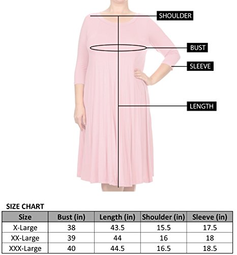 Pastel By Vivienne Women's A-Line Trapeze Midi Dress Plus Size X-Large Mocha #TOP4