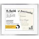 Americanflat Diplomrahmen mit bruchfestem Glas, 21,5 x 27,9 cm mit Passepartout oder 11,5 x 14 cm ohne Passepartout, dünner Rahmen für Wanddekoration, Legacy-Kollektion, Silber