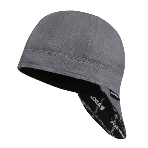 Image of ARCCAPTAIN Reversible Welding Cap, 8 Panel Protective Welders Cap, 10 oz Fireproof Cotton Comforts for Safety and Protection While Welding to Men Women, Gray, 7 1/4