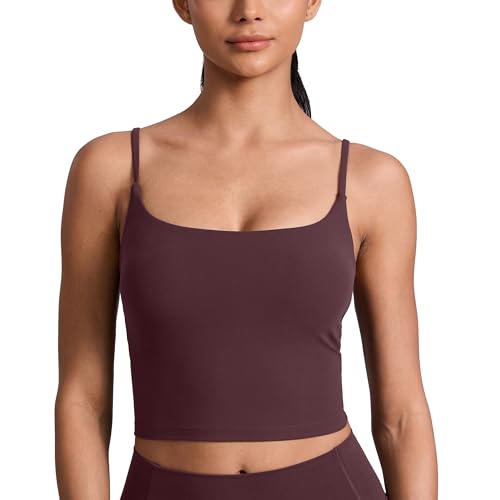 Image of CRZ YOGA Butterlift Scoop Neck Crop Tank Top | Medium Support, Removable Pads, Yoga, Buttery Soft, Adjustable U Back, Longline Sports Bras for Women