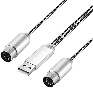 Neewer MIDI Cable, 5-Pin MIDI to USB Cable, MIDI Interface In-Out to USB Converter MIDI Adapter with Indicator for Piano Keyboard to PC Mac Laptop