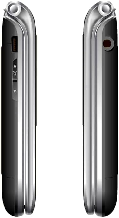 ด้านข้าง view of the Beafon SL605 Silverline flip phone, showing charging port and volume buttons.