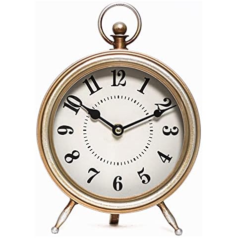 EMAX HOME Vintage Brown Table Clock on Stand,Decorative Desk Clock Rustic Mantle Clock Non-Ticking Cover