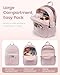 LOVEVOOK Cute Pink Backpack for Women Work Travel, Lightweight Puffy Quilted Bookbag, Teacher Laptop Backpack Purse Laptop Bag Computer Backpack, Waterproof Casual Daypack, 15.6 Inch