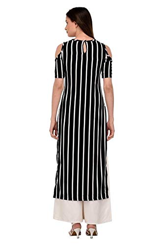 Image of GLAMGIRLS Women Crepe Kurti A-Line Print (Black & White)